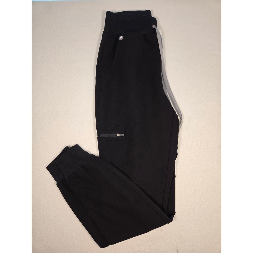 FIGS Zamorra Jogger Scrub Pants Womens XS Black Excellent High Waist 6 Pocket